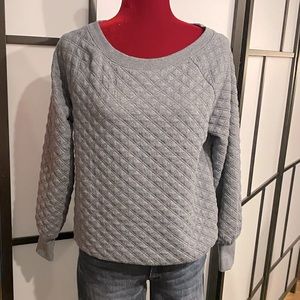 LOFT Women’s Grey Quilted Long Sleeve Sweatshirt (S)